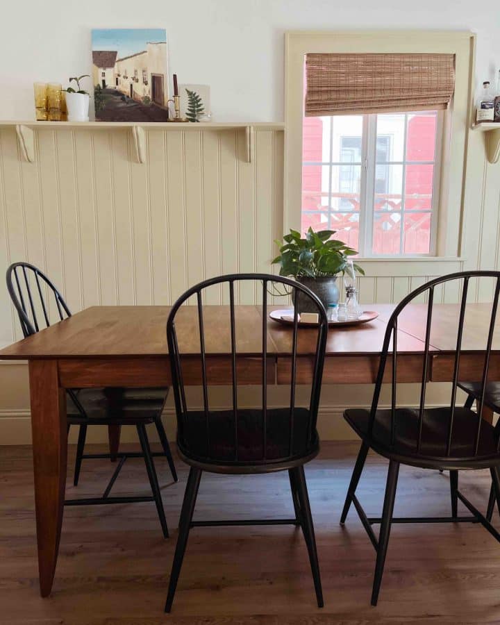 dining room table with black dining chairs