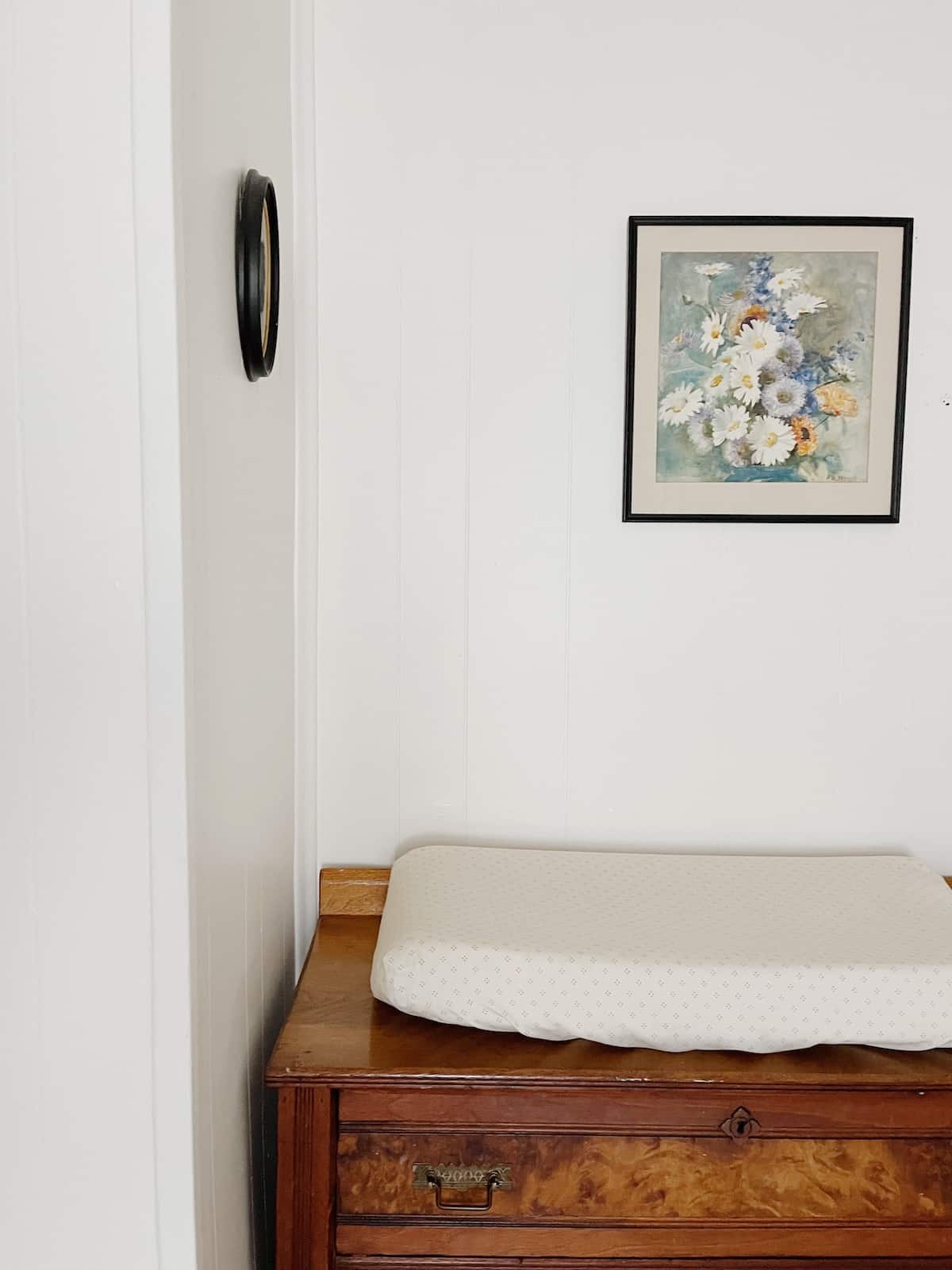 changing pad on wood dresser